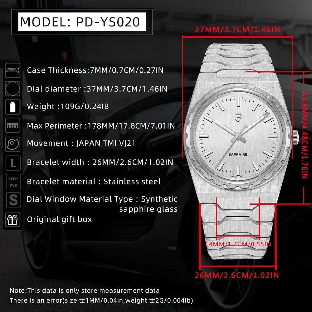 PAGANI DESIGN 2025 New Thin 7mm Fashion Men's Quartz Watch 10Bar Waterproof Stainless Steel Sapphire C3 Upgrade V2 reloj hombre