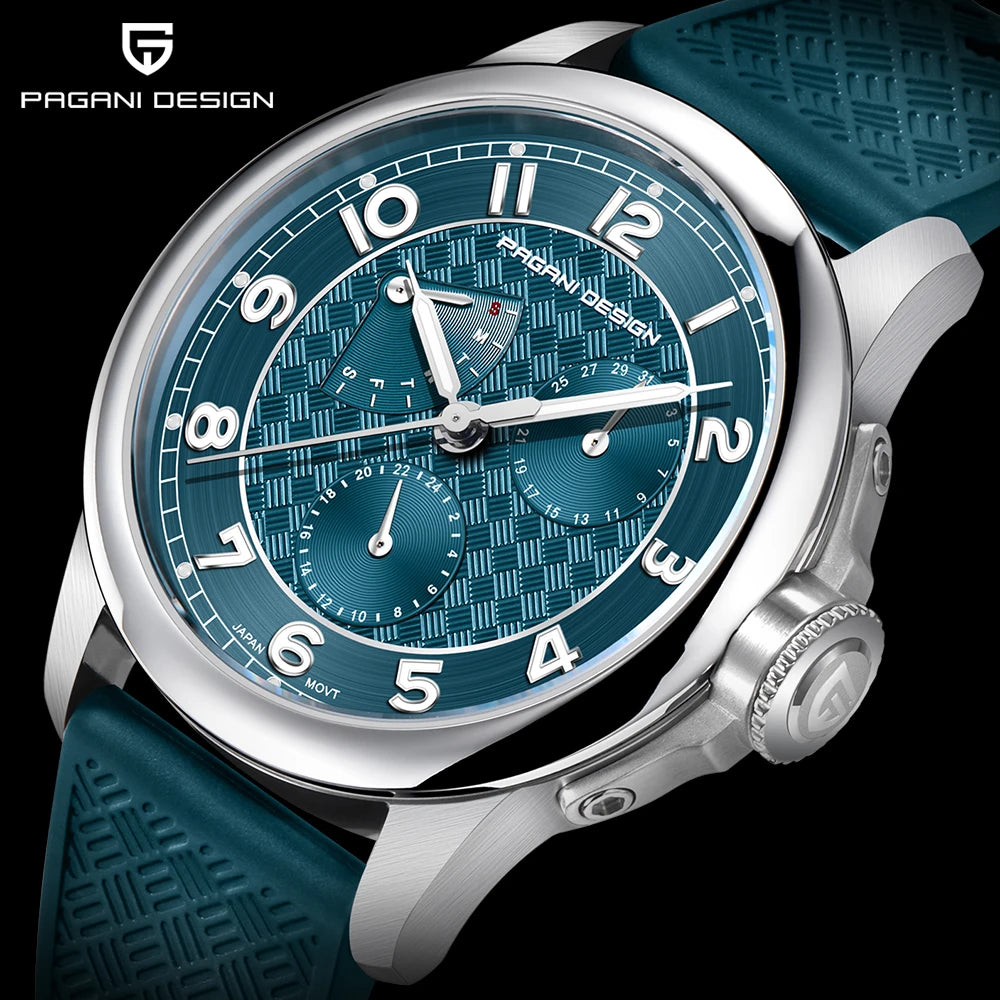 PAGANI DESIGN 2024 New Men's Quartz Watches VH88 Multifunction Stainless Steel Sapphire Business Sport Clock Watch for Men