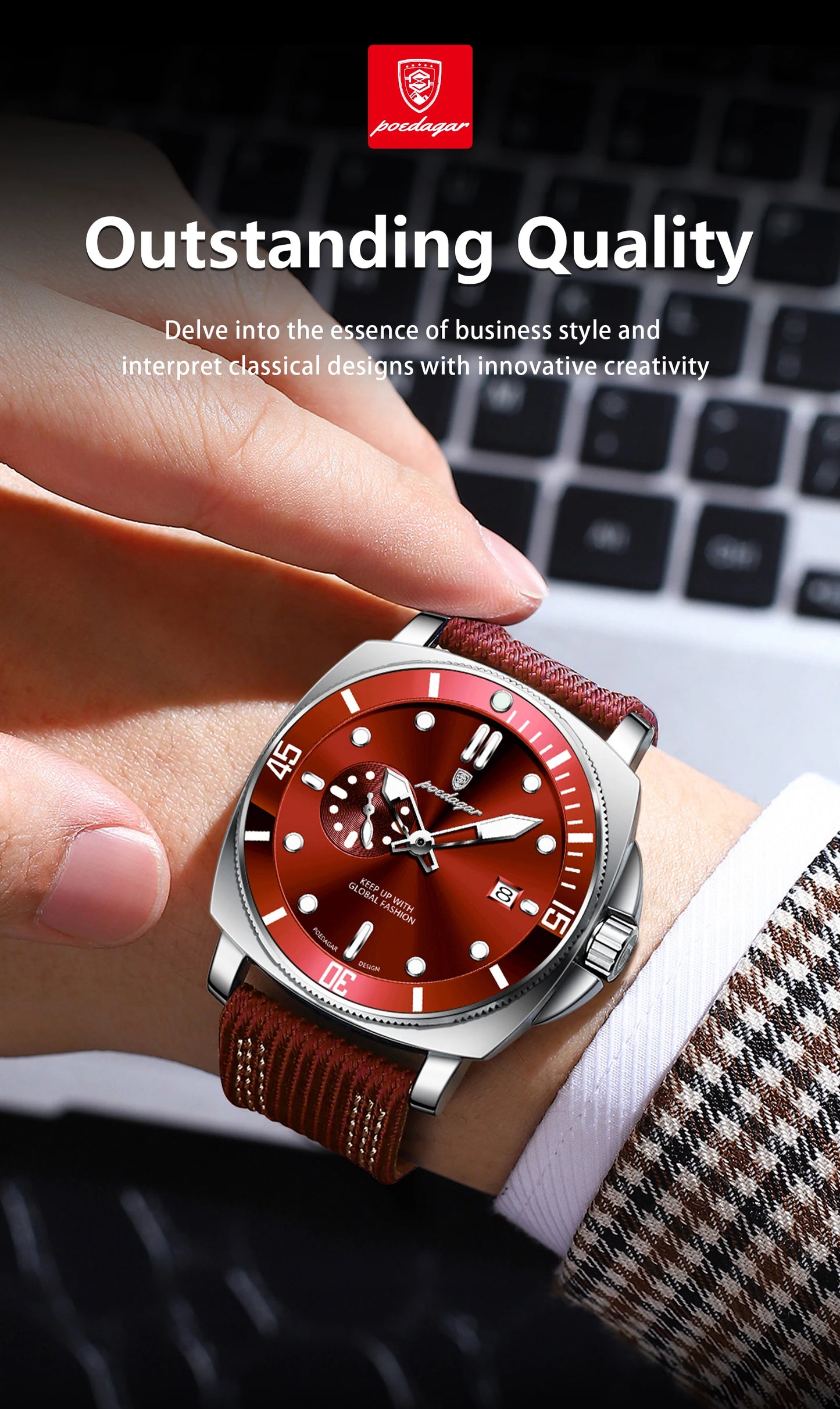 POEDAGAR Luxury Fashion Man Watch Luminous Waterproof Date Sport Watches For Men Nylon Leather Quartz Business Men's Clock Reloj