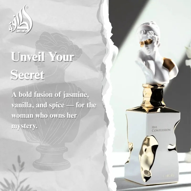 Lattafa His Confession for Men Eau de Parfum Spray Vanilla Floral Amber Musk - Eau de Parfum Long-Lasting Fragrance for Women