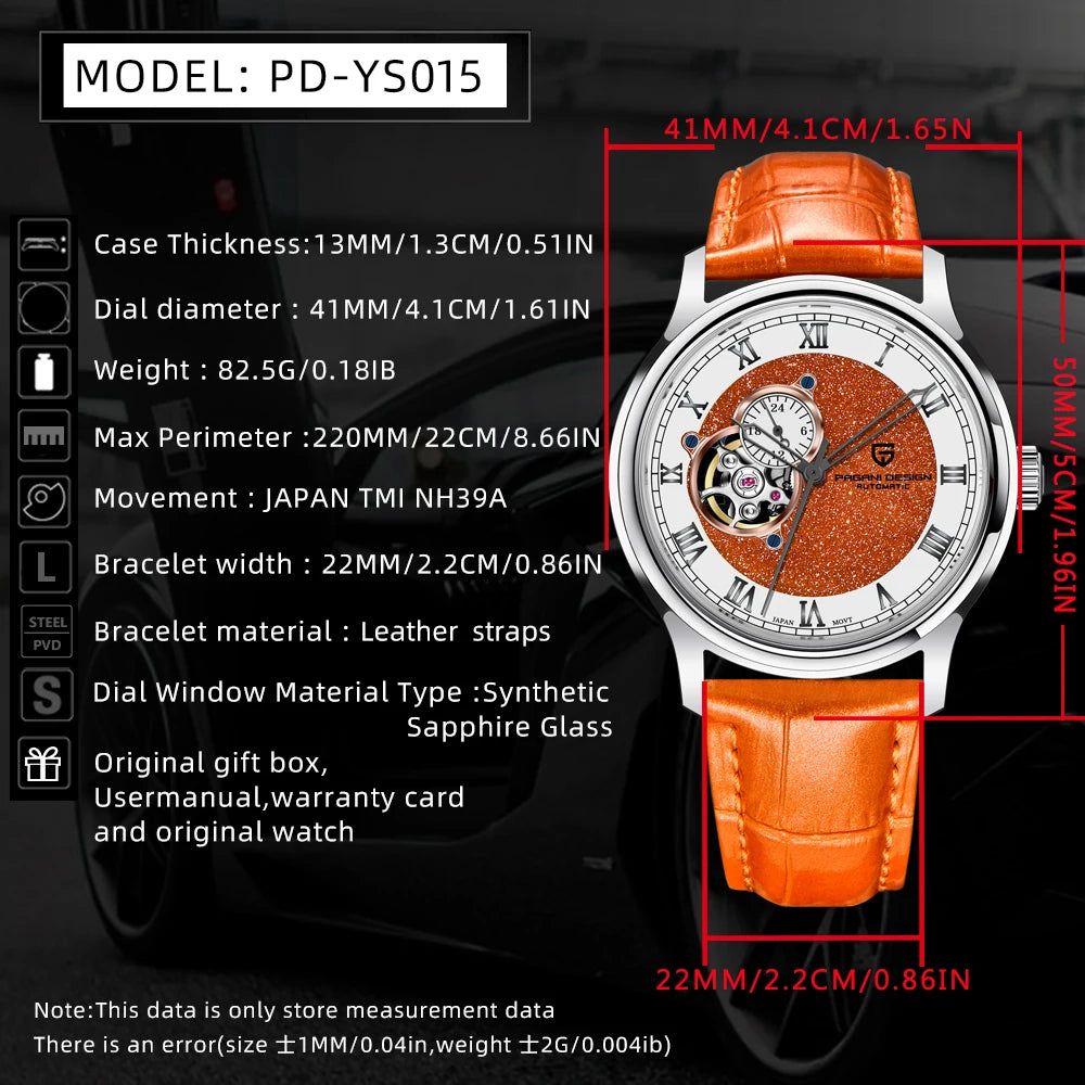 PAGANI DESIGN Tourbillon Men's Mechanical Watches Top Luxury Automatic Watch For Men NH35 Wristwatch Gift AR Sapphire Waterproof