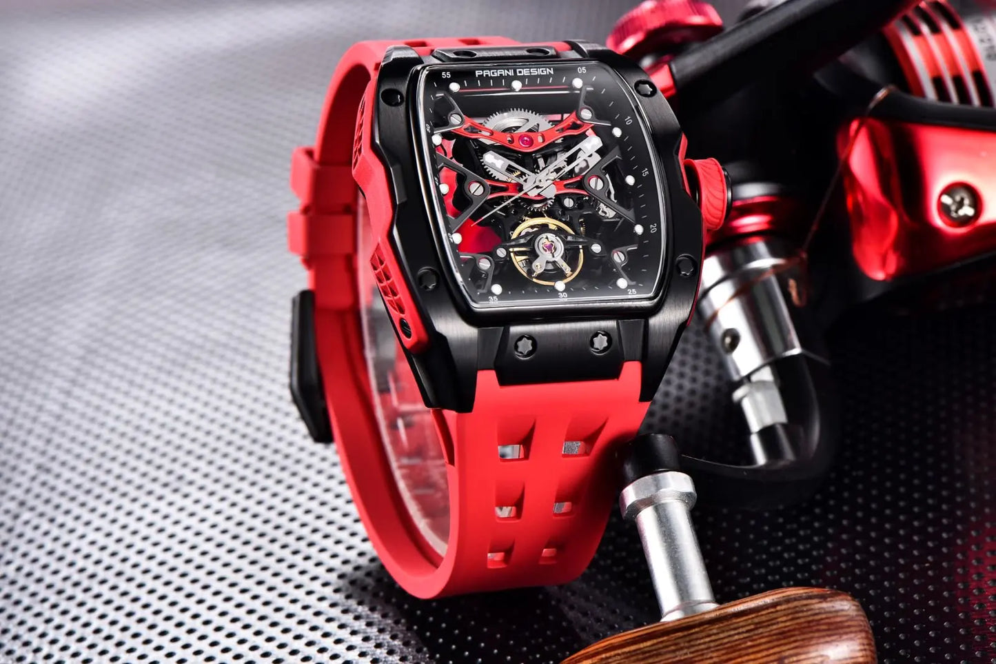 PAGANI DESIGN 42MM New fashion Hollow Back Transparent Movement Luxury Men Watch Sapphire Glass Automatic Men Watches For Men