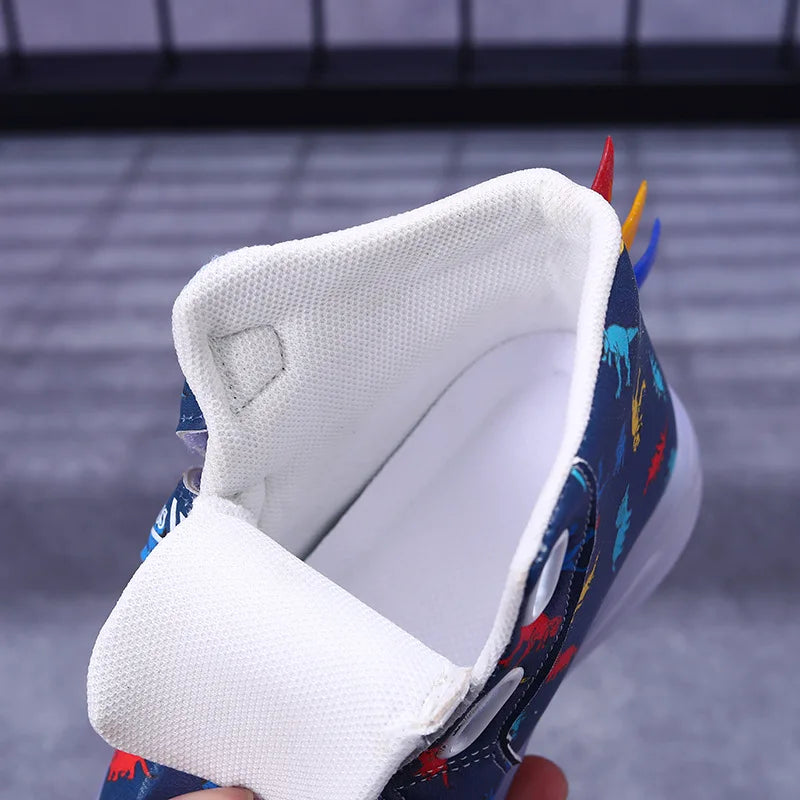 Graffiti Light Shoe 2025autumn New 1-6y Super Dazzling Kid Sneaker Cartoon Dinosaur Boy Shoe LEDCasual Kid Shoeкроссовки Детские