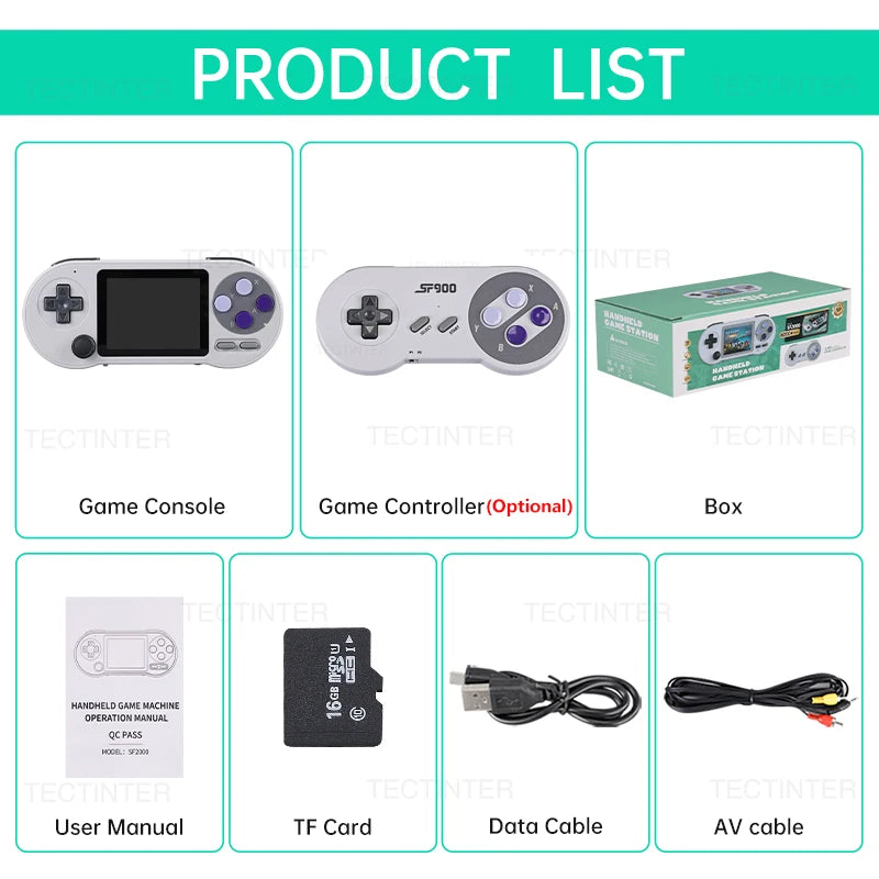 SF2000 3 inch IPS Screen Handheld Game Player Portable Video Game Console Built-in 8000+ Games Retro TV Game Player AV Output