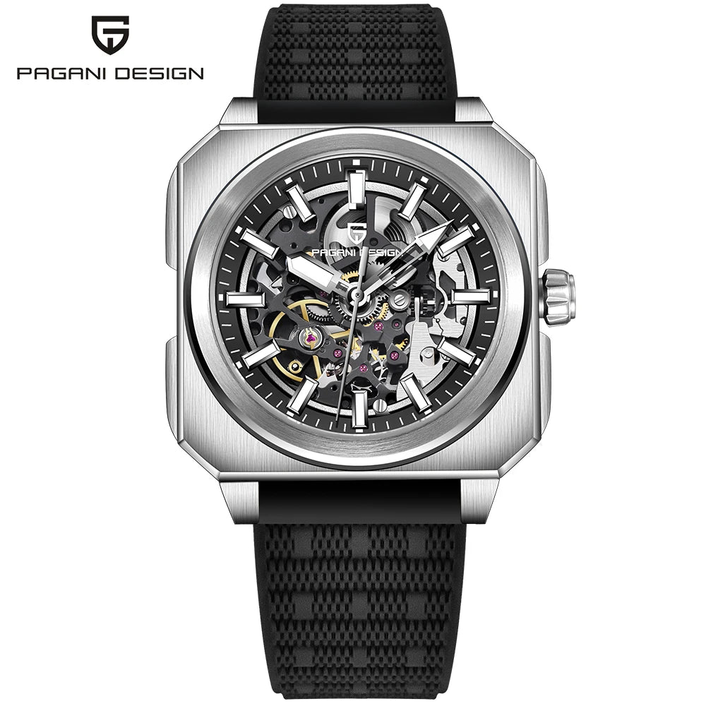Pagani Design 2024 new 38mm block flywheel luminous hollow dial 50m waterproof casual men's mechanical automatic watch