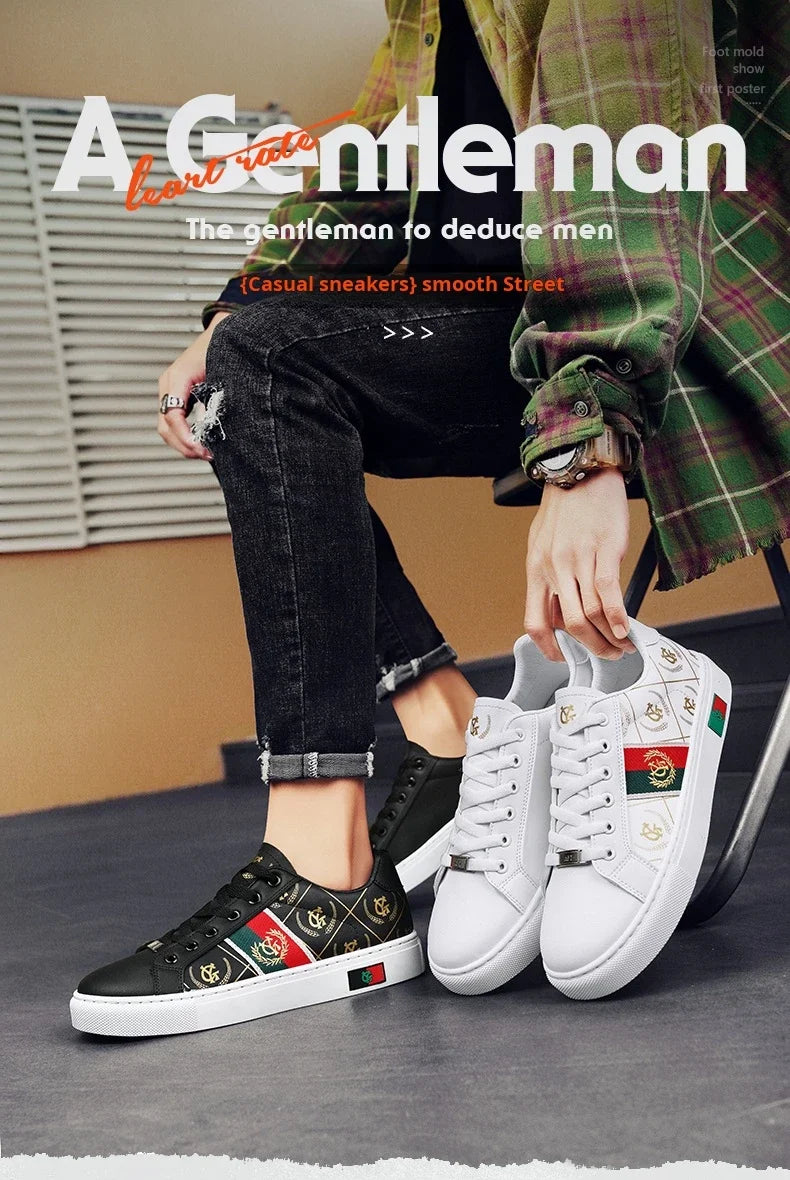 Sneakers Casual Men Designer Punk Golden Board Shoes Fashion Microfiber Leather Upper Height Increased Flat Platform Sport Shoes