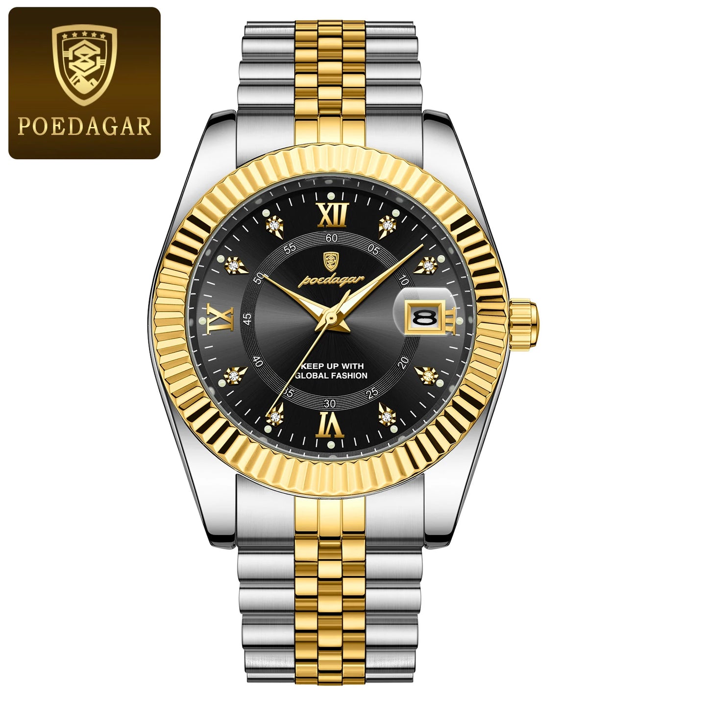 POEDAGAR Luxury Man Quartz Wristwatch Waterproof Luminous Date Stainless Steel Watch For Men Military Sports Men's Watches Reloj