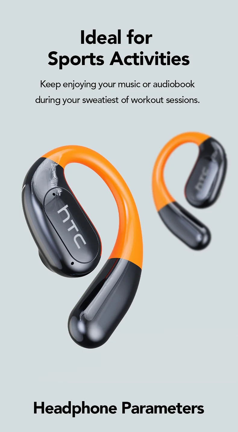 【HTC NE27】 Bluetooth Earphones AI OWS Sports Headphones LCD Screen Wireless Headphones Glowing Earhook Translator Earbuds
