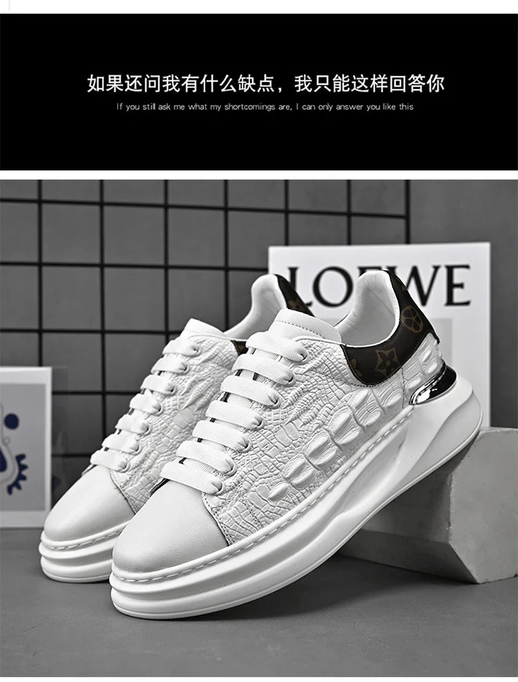 Men's Sneakers Genuine Leather Breathable Casual Shoes Light Anti Slip Walking Loafers Academy Style Board Shoes Tenis Masculino