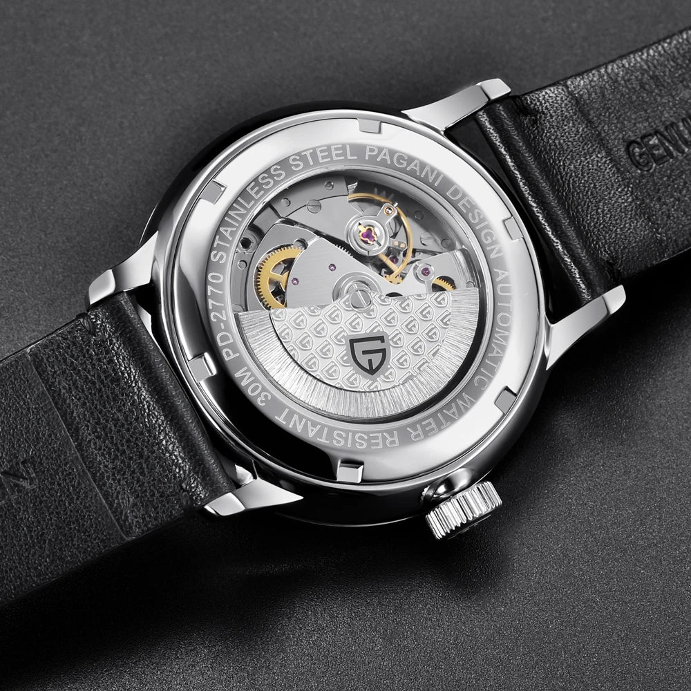 PAGANI DESIGN watch men's luxury retro mechanical watch men's watch gift box leather stainless steel waterproof case men's watch