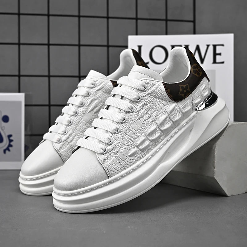 Men's Sneakers Genuine Leather Breathable Casual Shoes Light Anti Slip Walking Loafers Academy Style Board Shoes Tenis Masculino