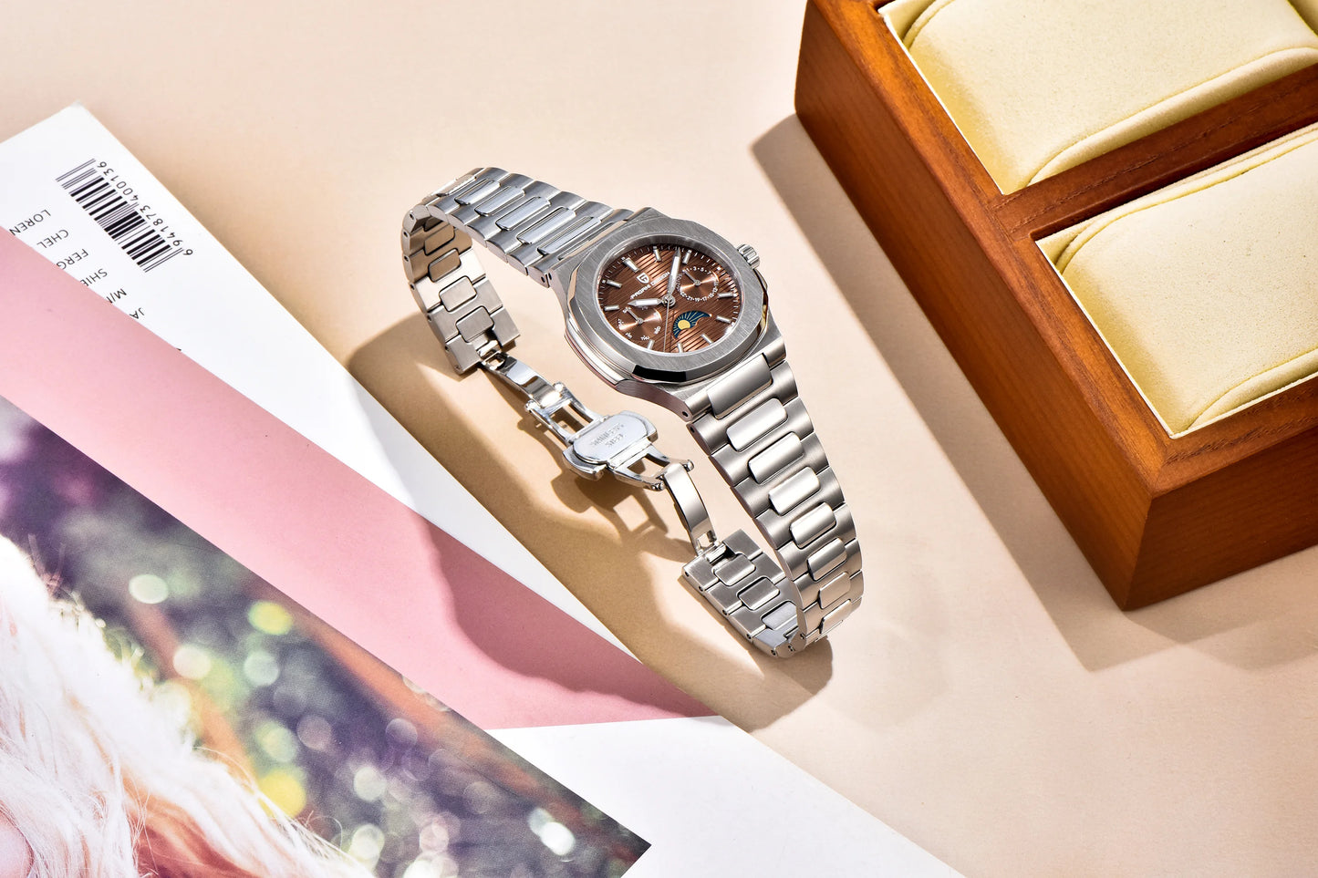 PAGANI DESIGN 2025 New Luxury Quartz Watches For Men Multifunctional Chronograph Moon phase Automatic Date Week Wristwatch Women