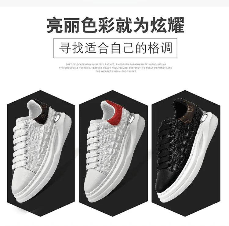 Men's Sneakers Genuine Leather Breathable Casual Shoes Light Anti Slip Walking Loafers Academy Style Board Shoes Tenis Masculino