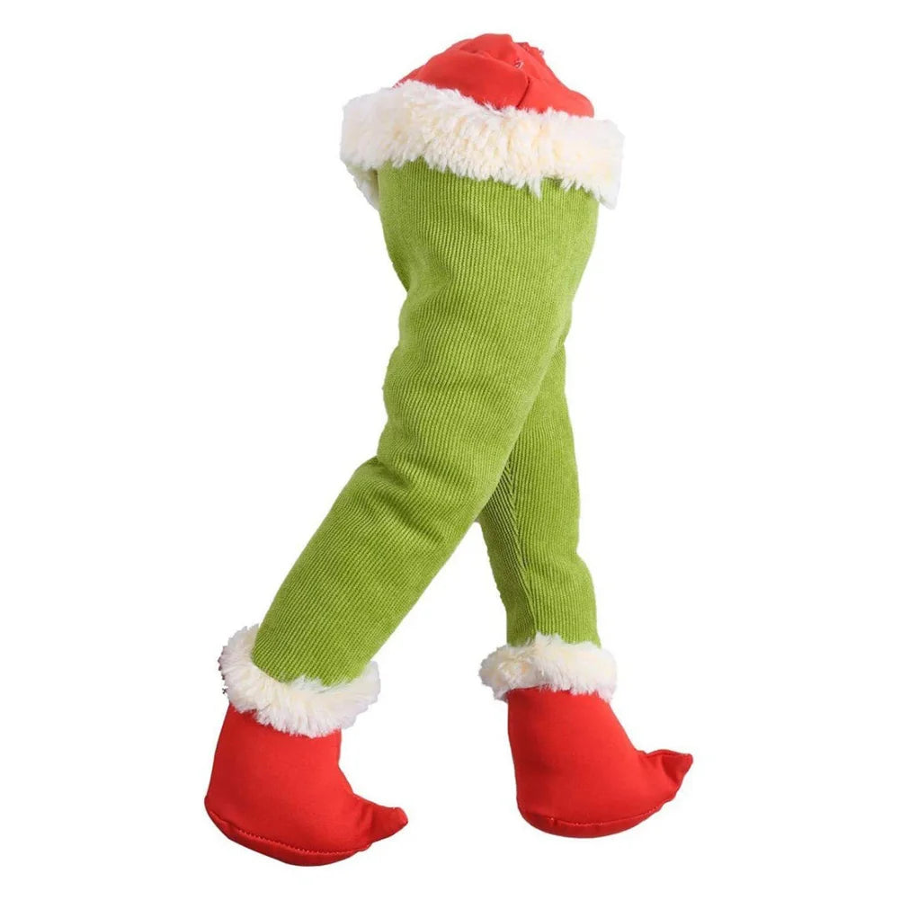 Christmas Santa/Elf Leg Plush Xmas Tree Decoration Props Santa Claus Green Artificial Leg Children's Toy Christmas Home Decor