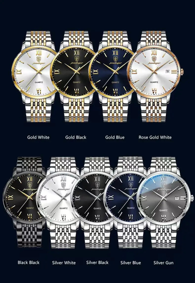 POEDAGAR Luxury Casual Men's Wristwatch Waterproof Date Man Watch High Quality  Stainless Steel Sports Quartz Men Watches Reloj