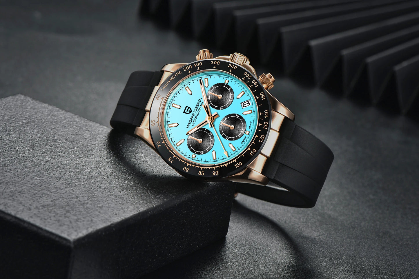 PAGANI DESIGN 2025 NEW Ice Blue Dial Mens Watches Luxury Rose Gold Quartz Watch For Men Sport Chronograph Sapphire crystal Watch