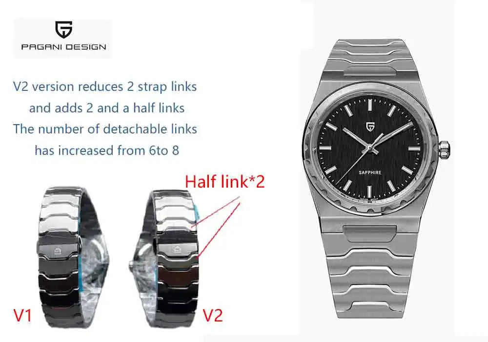 PAGANI DESIGN 2025 New Thin 7mm Fashion Men's Quartz Watch 10Bar Waterproof Stainless Steel Sapphire C3 Upgrade V2 reloj hombre