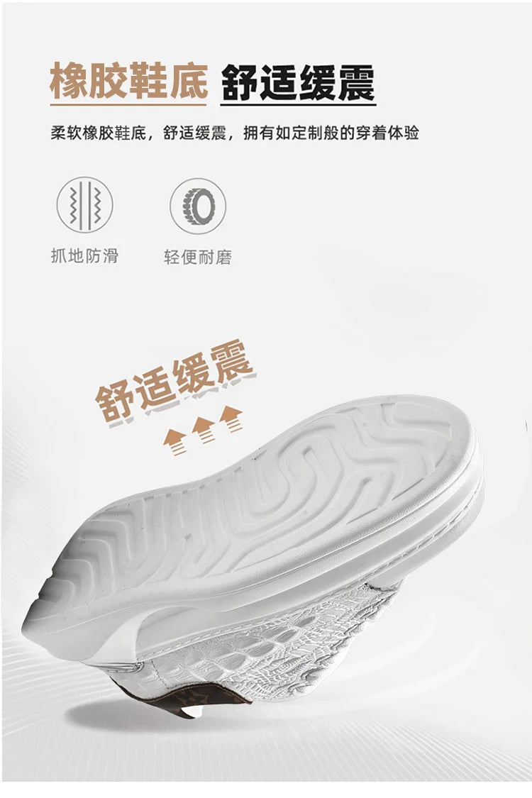 Men's Sneakers Genuine Leather Breathable Casual Shoes Light Anti Slip Walking Loafers Academy Style Board Shoes Tenis Masculino