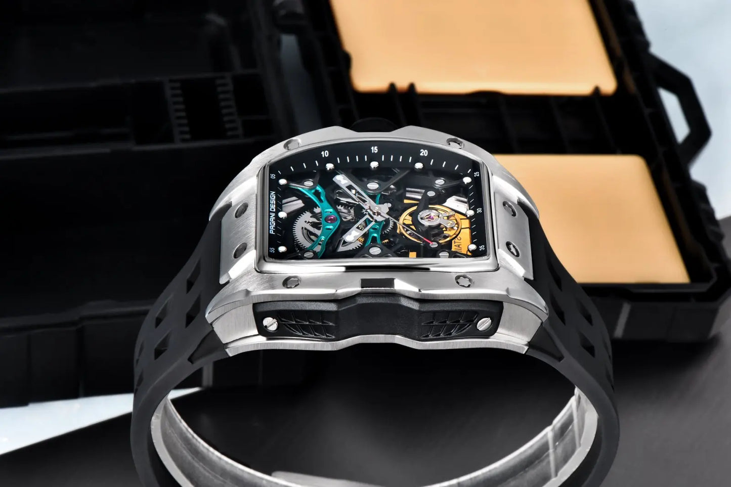 PAGANI DESIGN 42MM New fashion Hollow Back Transparent Movement Luxury Men Watch Sapphire Glass Automatic Men Watches For Men