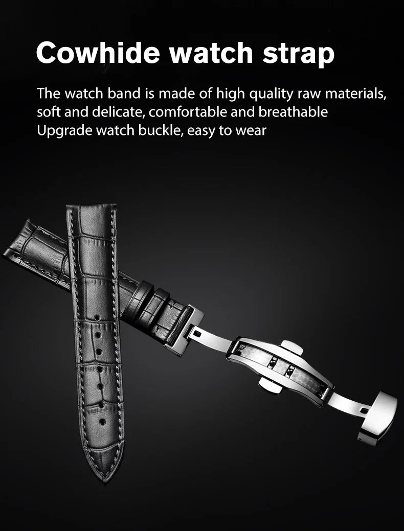 PONIGER Luxury Men's Watch Japanese Automatic Movement Landscape Painting Design Stainless Steel Waterproof Multifunction Clock