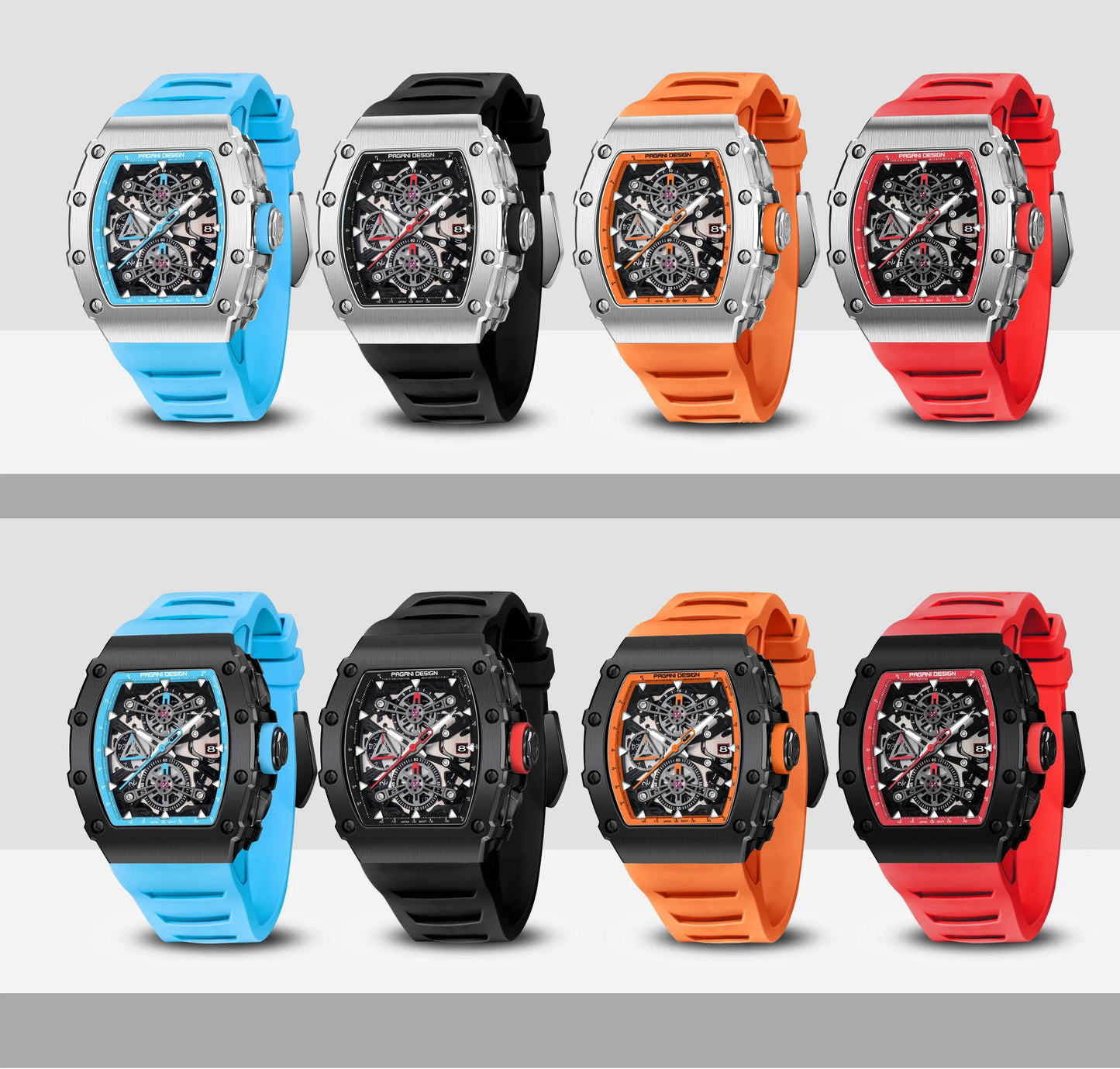 PAGANI DESIGN 2025 Barrel Shaped Hollow Classic Men Quartz Watches Multiple Time Zone Sapphire Glass Waterproof Chronograph Gift