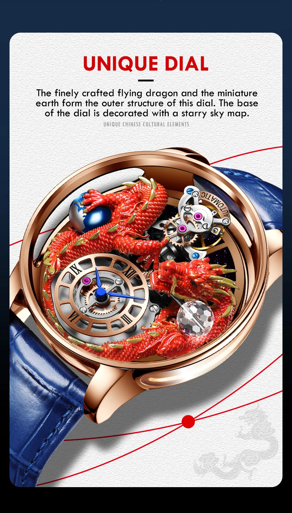 PINDU New Watchmakings House of Dragons Astronomia Art 3D Gold Dragon Astronomia Quartz Watch Men Astronomia Solar Montre Homme