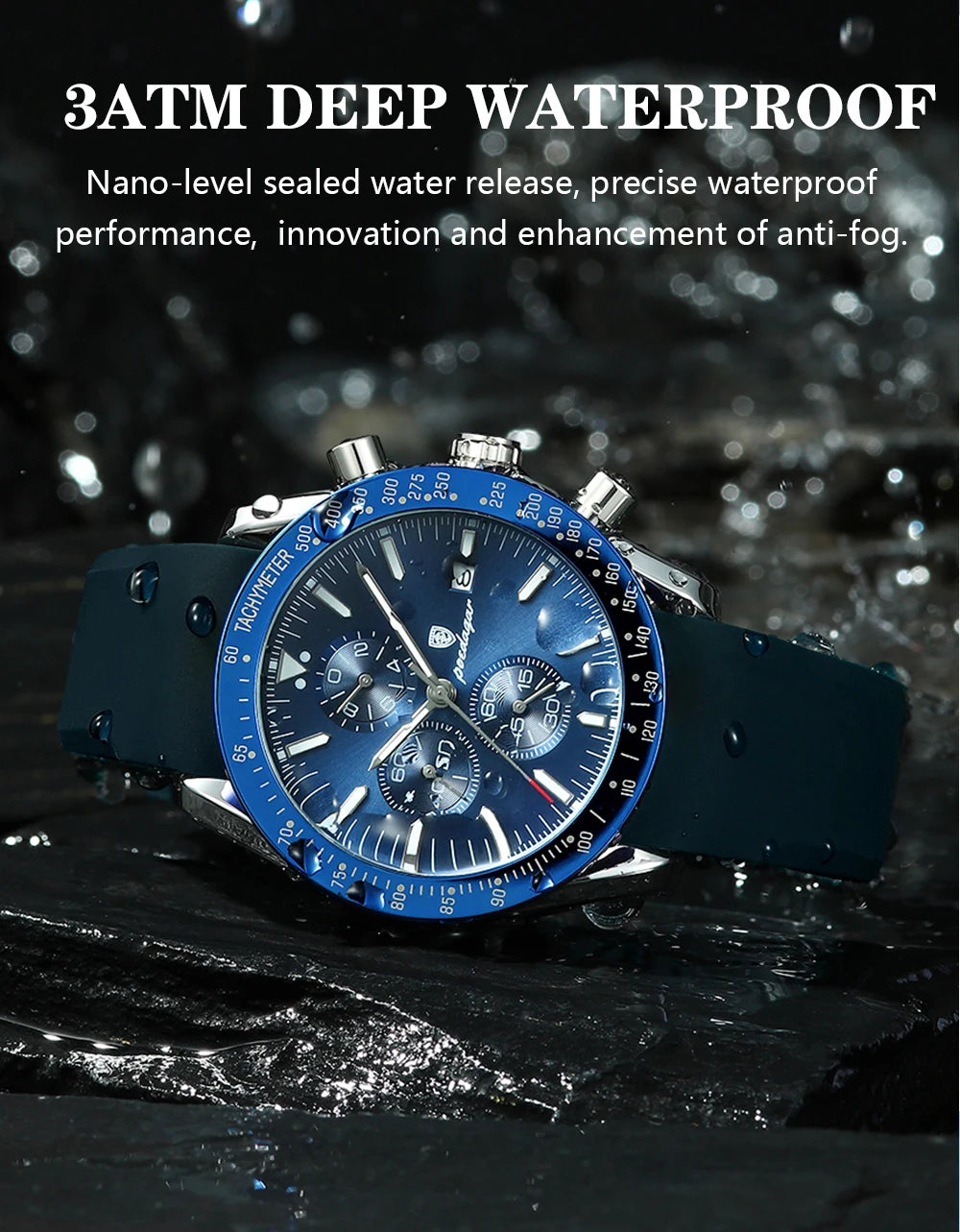 POEDAGAR Top Brand Men Watch Waterproof Luminous Date Chronograph Men's Quartz Wristwatch High Quality Sport Leather Man Watches