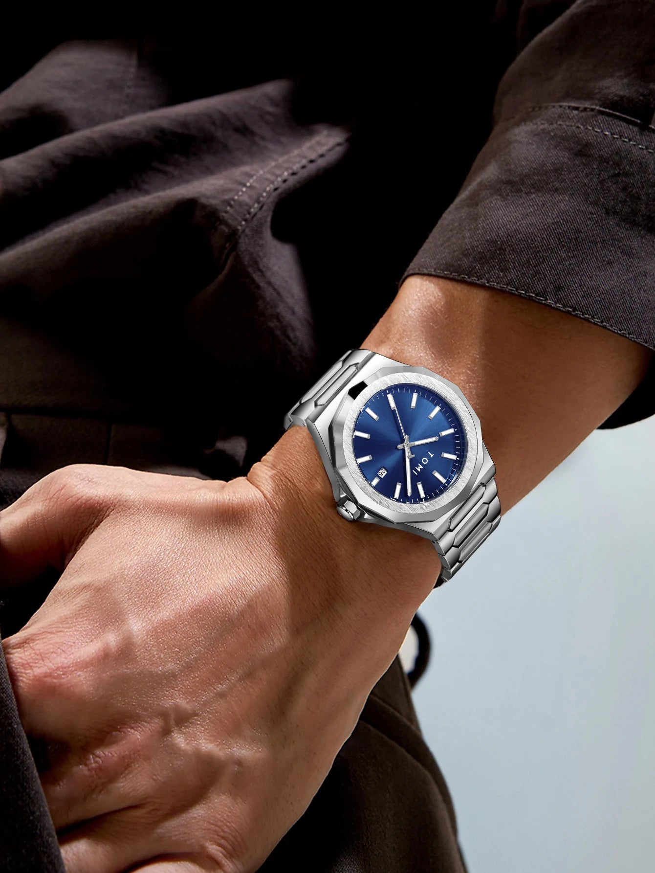 TOMI Luxury Business Men's Watch Gift Box Set High Quality Rose Gold Case Simple and Versatile Quartz Watch Relogio Masculino