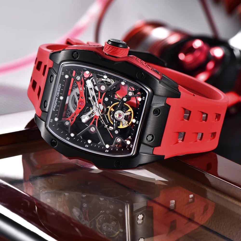 PAGANI DESIGN 42MM New fashion Hollow Back Transparent Movement Luxury Men Watch Sapphire Glass Automatic Men Watches For Men