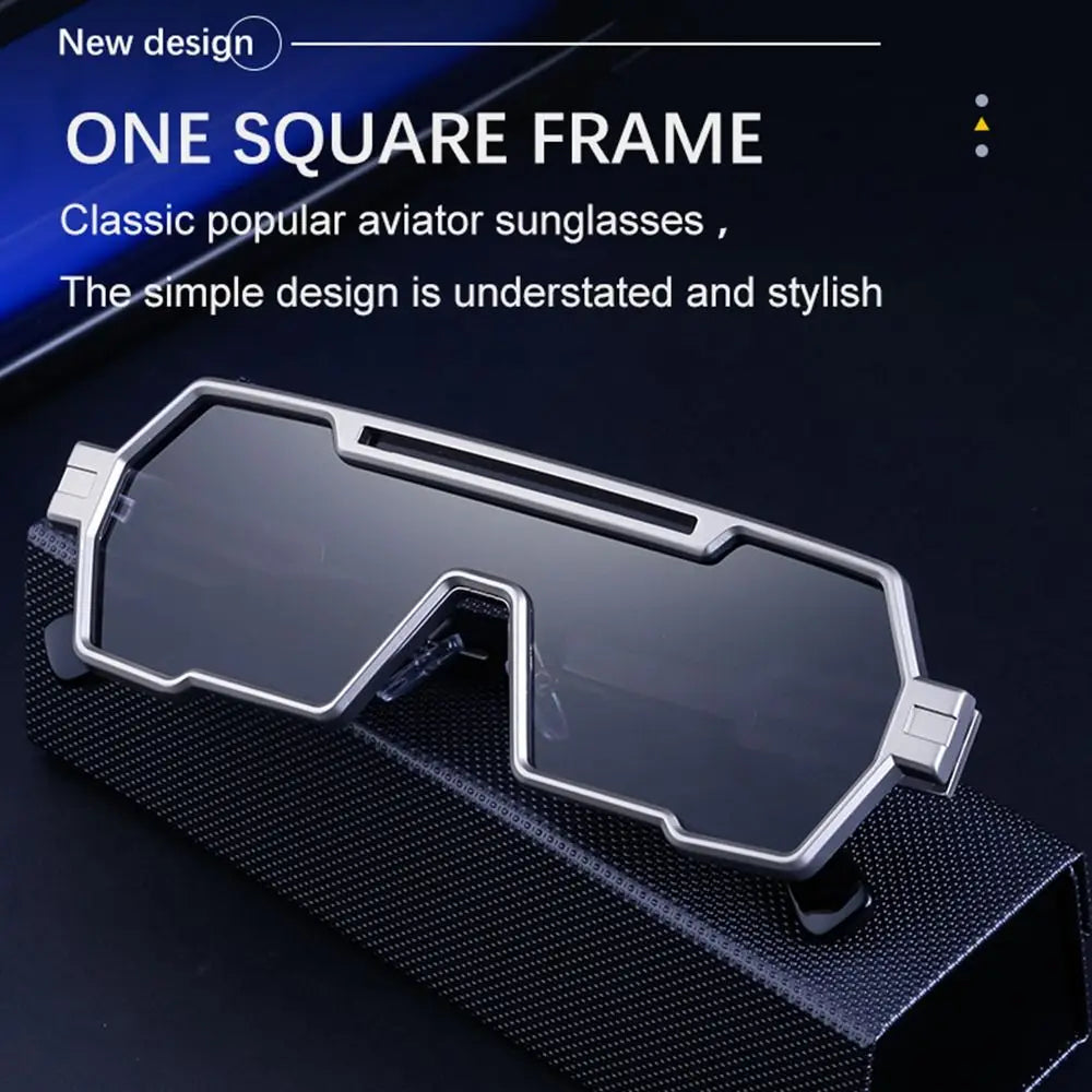 Metal Steampunk Sunglasses Trendy Punk UV400 Protection Shades Big Frame Irregular Square Sun Glasses for Men