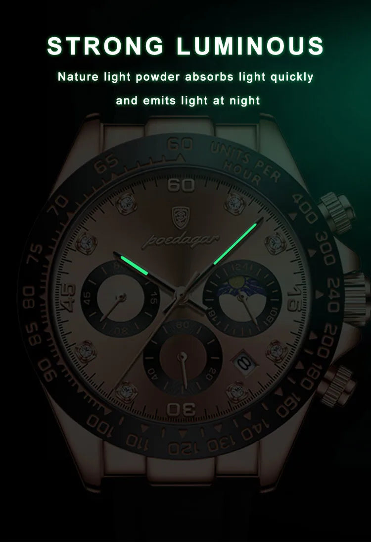 POEDAGAR High Quality Luxury Men Wristwatch Waterproof Luminous Chronograph Date Men's Quartz Watch Outdoor Fashion Man Watches