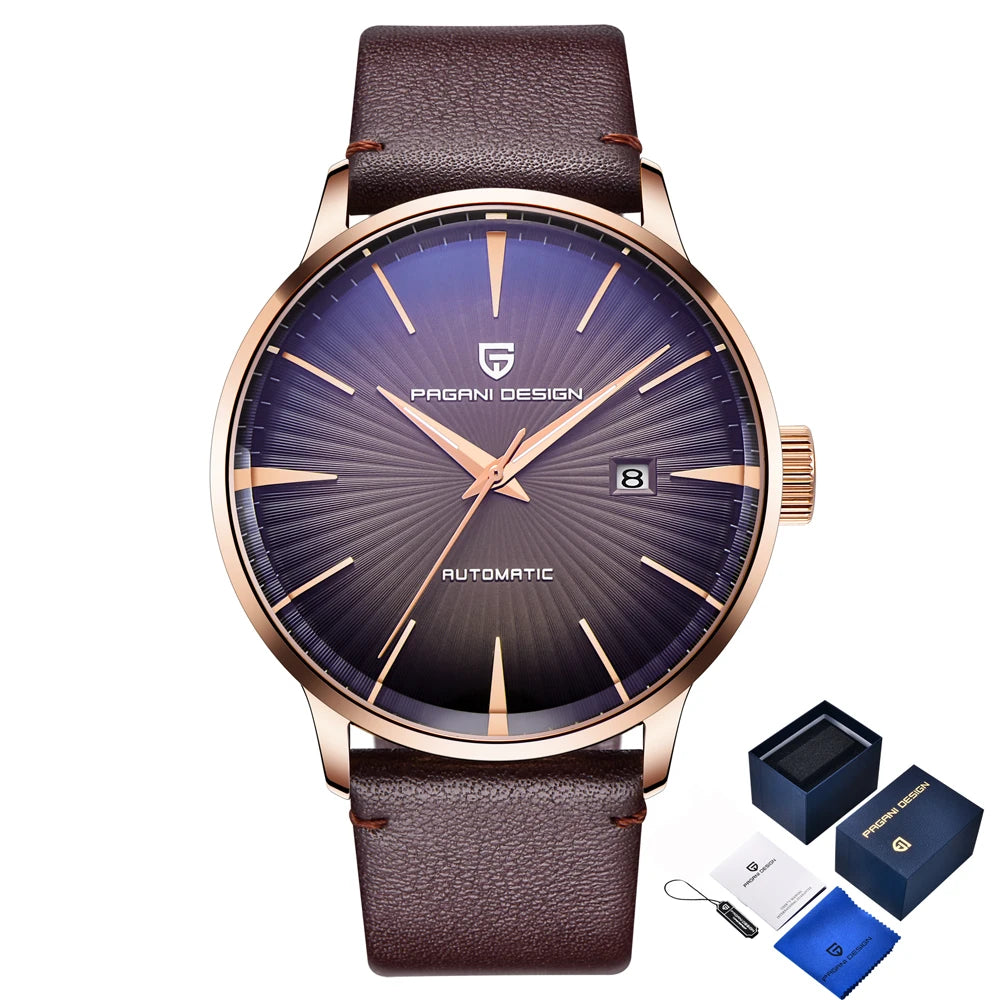 PAGANI DESIGN watch men's luxury retro mechanical watch men's watch gift box leather stainless steel waterproof case men's watch