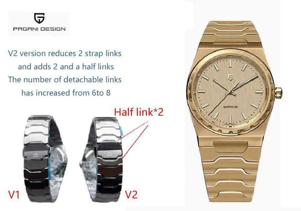 PAGANI DESIGN 2025 New Thin 7mm Fashion Men's Quartz Watch 10Bar Waterproof Stainless Steel Sapphire C3 Upgrade V2 reloj hombre