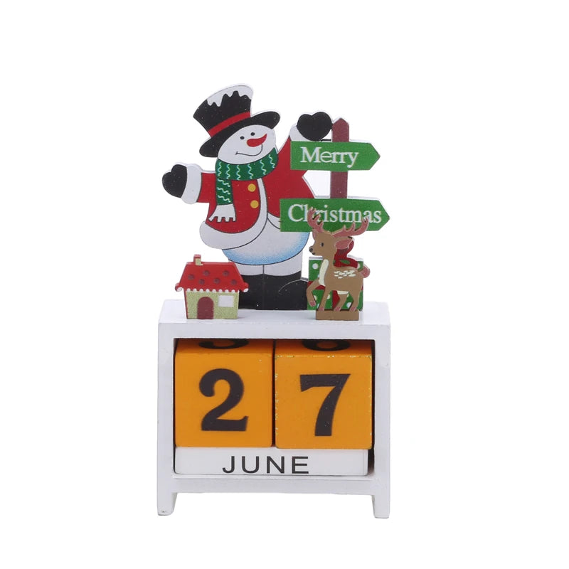 Christmas Count Down Calendar Santa Claus Elk Snowman Wooden Calendar Christmas Ornaments Home Desktop Decoration New Year Gifts