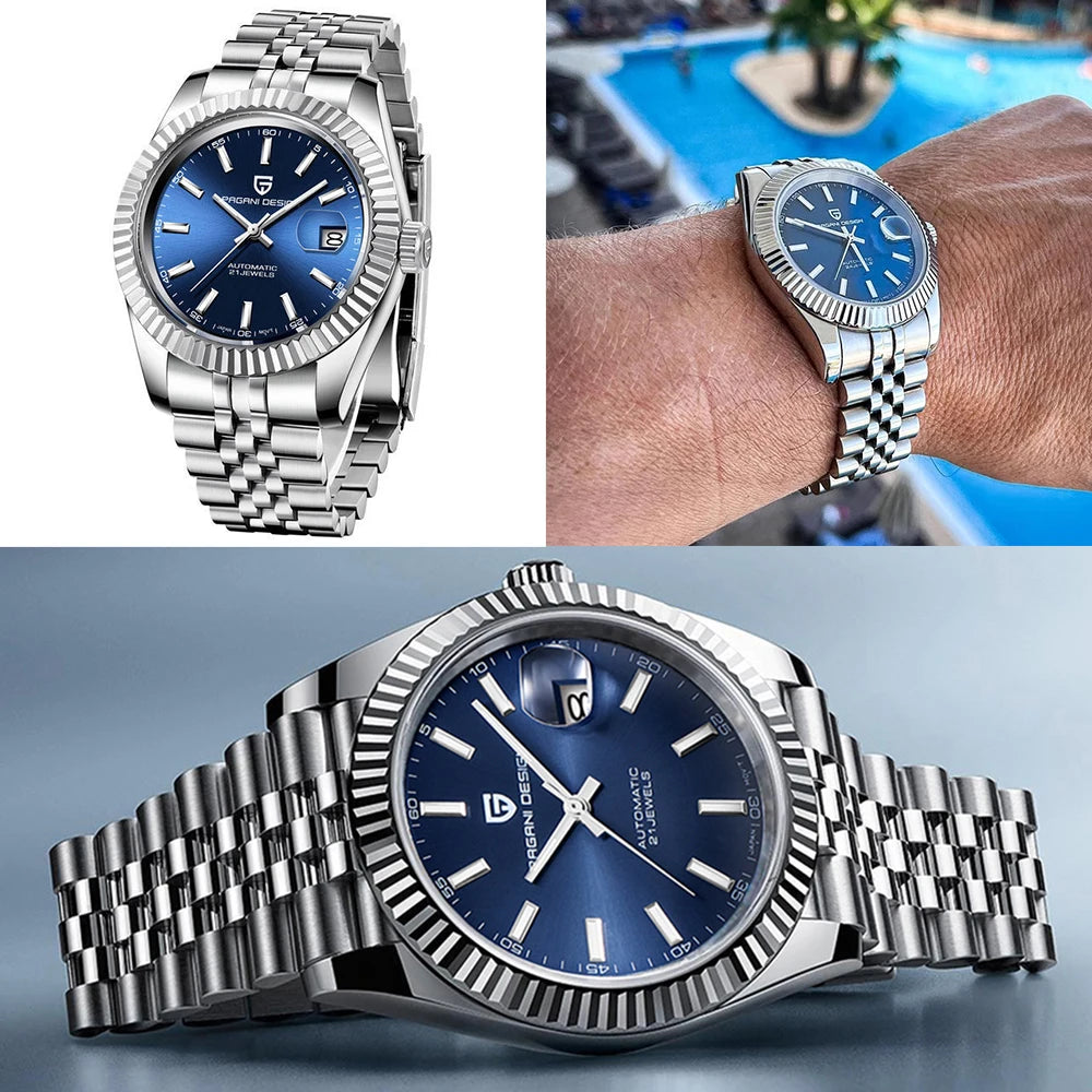PAGANI DESIGN Men Mechanical Watch Luxury Automatic Watch Sport Stainless Steel 100M Waterproof Watch for Men