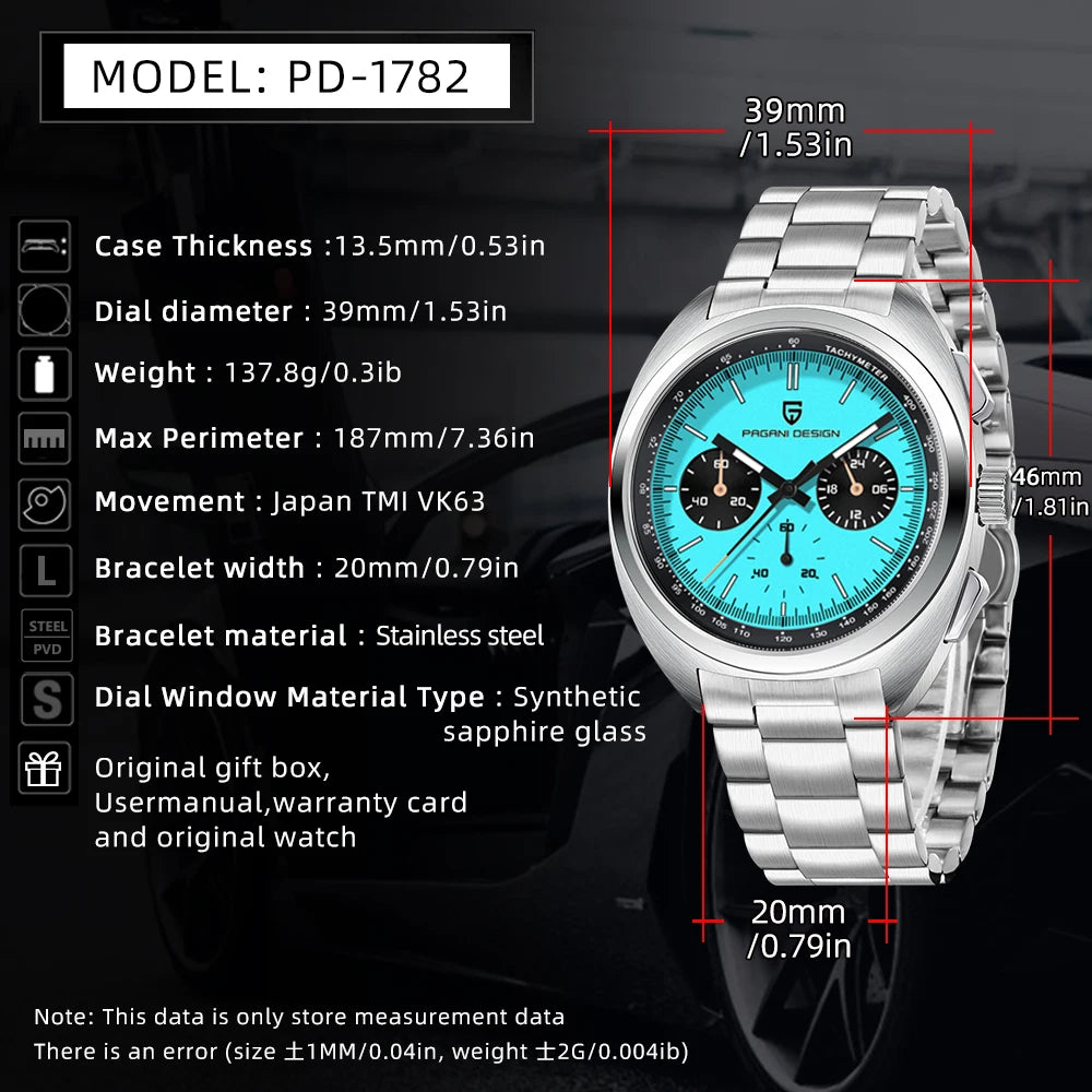 2025 New PAGANI DESIGN Men's Watches Top Luxury Quartz Wristwatch Chronograph Watch For Men AR Sapphire Waterproof Luminous Gift