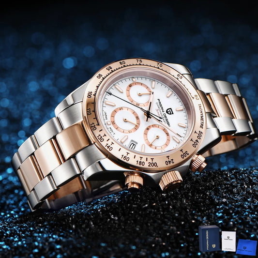 PAGANI DESIGN 2025 New Gold 1644 Men's Watches Top Brand Luxury Mens Quartz Wrist Watch Men Watch Men Sport Chronograph+Gift Box