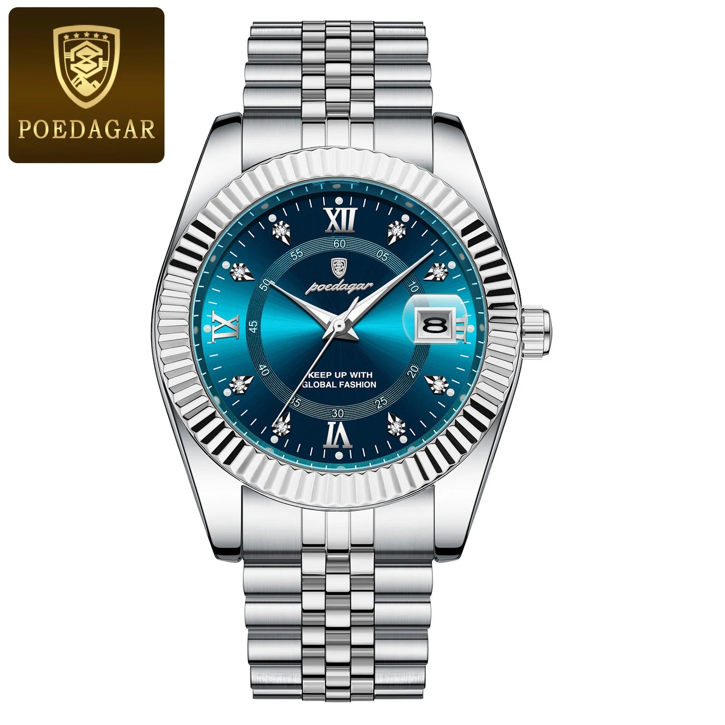 POEDAGAR Luxury Man Quartz Wristwatch Waterproof Luminous Date Stainless Steel Watch For Men Military Sports Men's Watches Reloj