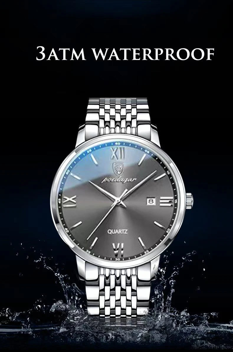 POEDAGAR Luxury Casual Men's Wristwatch Waterproof Date Man Watch High Quality  Stainless Steel Sports Quartz Men Watches Reloj