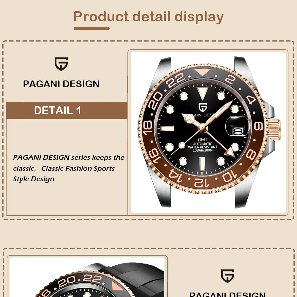 PAGANI DESIGN Men Watch Original Automatic Mechanical Watch For Man Scale Waterproof Luminous StainlessSteel watch Reloj PD-1662