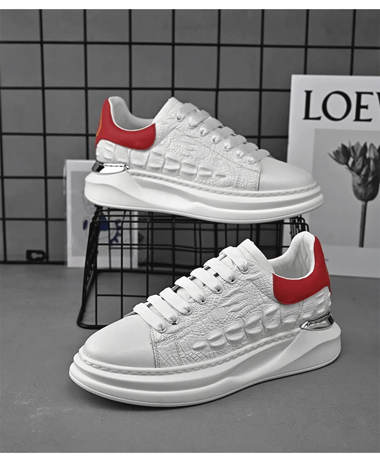Men's Sneakers Genuine Leather Breathable Casual Shoes Light Anti Slip Walking Loafers Academy Style Board Shoes Tenis Masculino