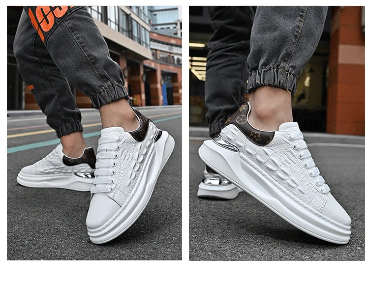 Men's Sneakers Genuine Leather Breathable Casual Shoes Light Anti Slip Walking Loafers Academy Style Board Shoes Tenis Masculino