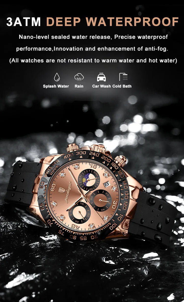 POEDAGAR High Quality Luxury Men Wristwatch Waterproof Luminous Chronograph Date Men's Quartz Watch Outdoor Fashion Man Watches
