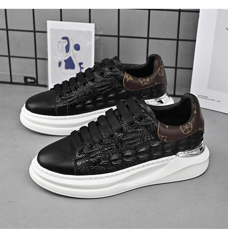 Men's Sneakers Genuine Leather Breathable Casual Shoes Light Anti Slip Walking Loafers Academy Style Board Shoes Tenis Masculino