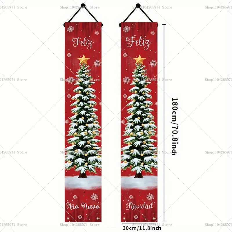 Christmas Door Banner Door Couplet Merry Christmas Decoration For Home 2025 Navidad Kerst Natal Noel Xmas Decor New Year 2026