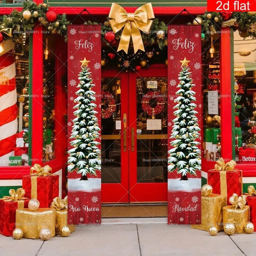 Christmas Door Banner Door Couplet Merry Christmas Decoration For Home 2025 Navidad Kerst Natal Noel Xmas Decor New Year 2026